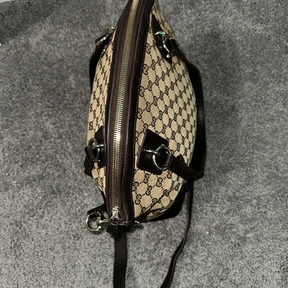 Gucci Charm Convertible Dome Satchel GG Canvas with Leather Medium - Picture 14 of 17